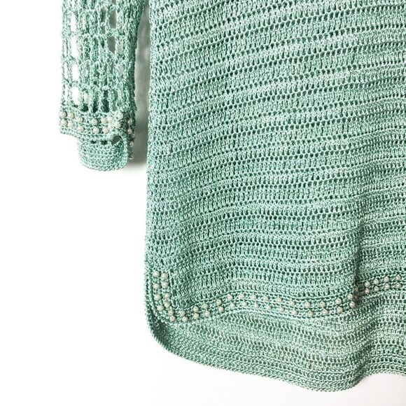Open Knit Top With Pearl Embellished Detail - Picture 2 of 6